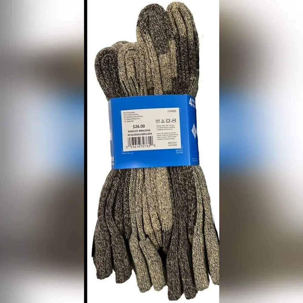 NWT 4-pack of Columbia Moisture Control Crew Socks